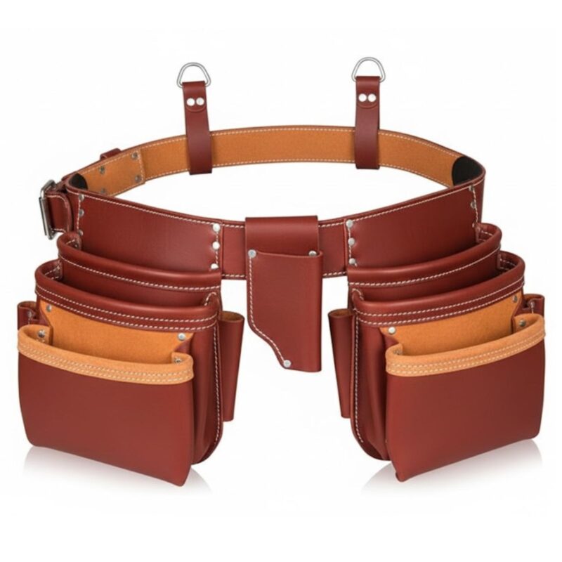 brown leather carpenter tool belt