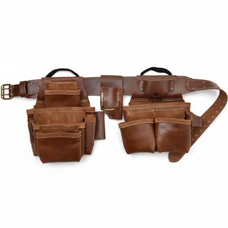 dark brown grain leather electrician tool belt