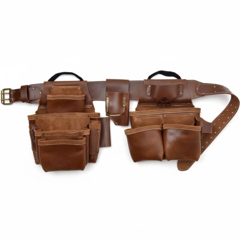 dark brown grain leather electrician tool belt