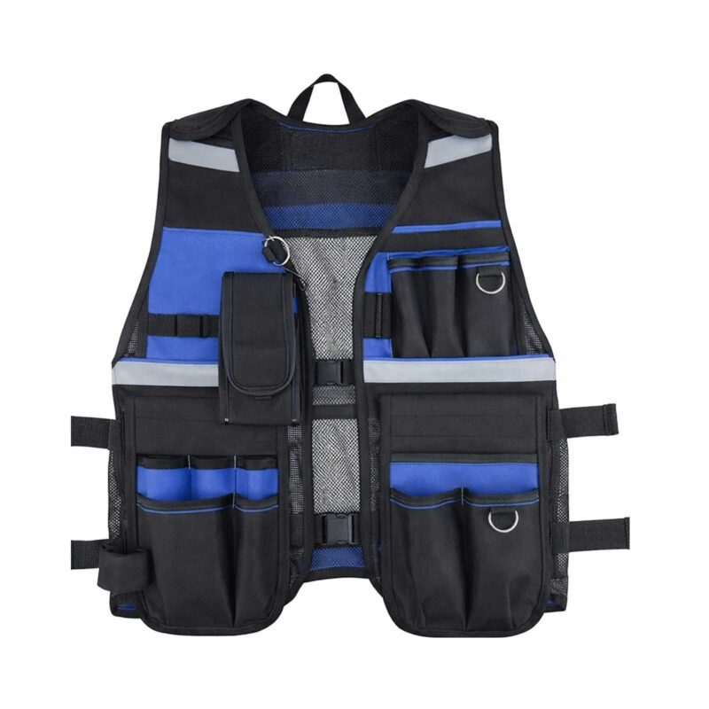 BlueCore heavy-duty tool vest with multiple pockets and adjustable straps for construction and electrician work